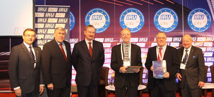 Dr. Ronald Knipling receiving the IRU Order of Merit Award